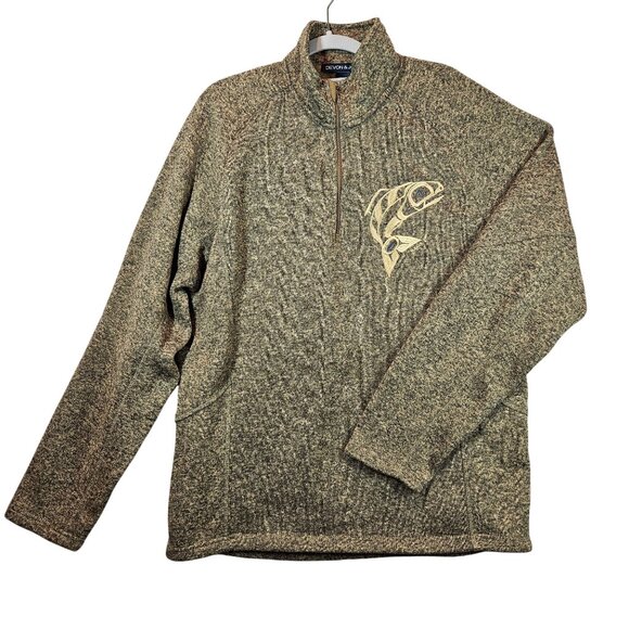 Devon & Jones Other - Devon & Jones Mens L 1/4 Zip Fleece Pullover Fish Embroidery tribal outdoor warm
